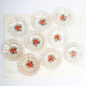 Çiçekli Cam Çay Tabakları