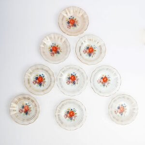 Çiçekli Cam Çay Tabakları