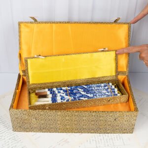 Qianlong Çin Blue Blanc Porselen Fırça Takımı