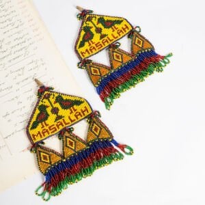 Çift Omuz Maşallah / Sarı Zeminde İki Yeşil Kuş