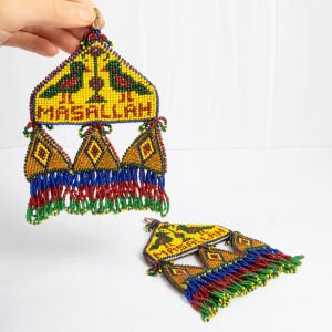 Çift Omuz Maşallah / Sarı Zeminde İki Yeşil Kuş