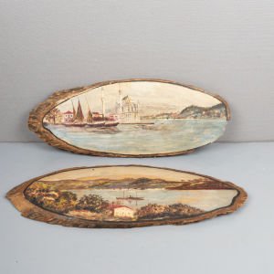 Boğaz Manzaralı Çift Ahşap Pano