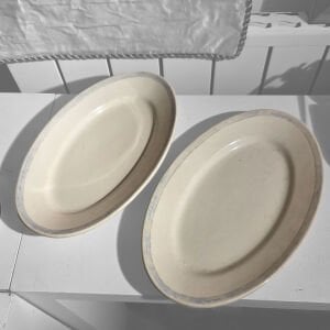 Kenarı Çizgili Çift Servis Tabağı