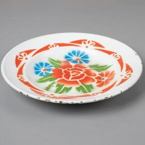 Büyük Gül Desenli Emaye Tabak