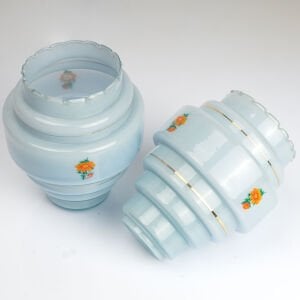 Mavi Cam Çiçekli Çift Aplik Şapkası