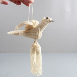 Beyaz Boncuk Kuş Dekoru