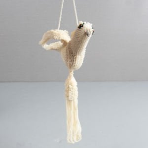 Beyaz Boncuk Kuş Dekoru