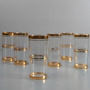 Şişe Cam Altın Çizgili 6'lı Bardak Seti
