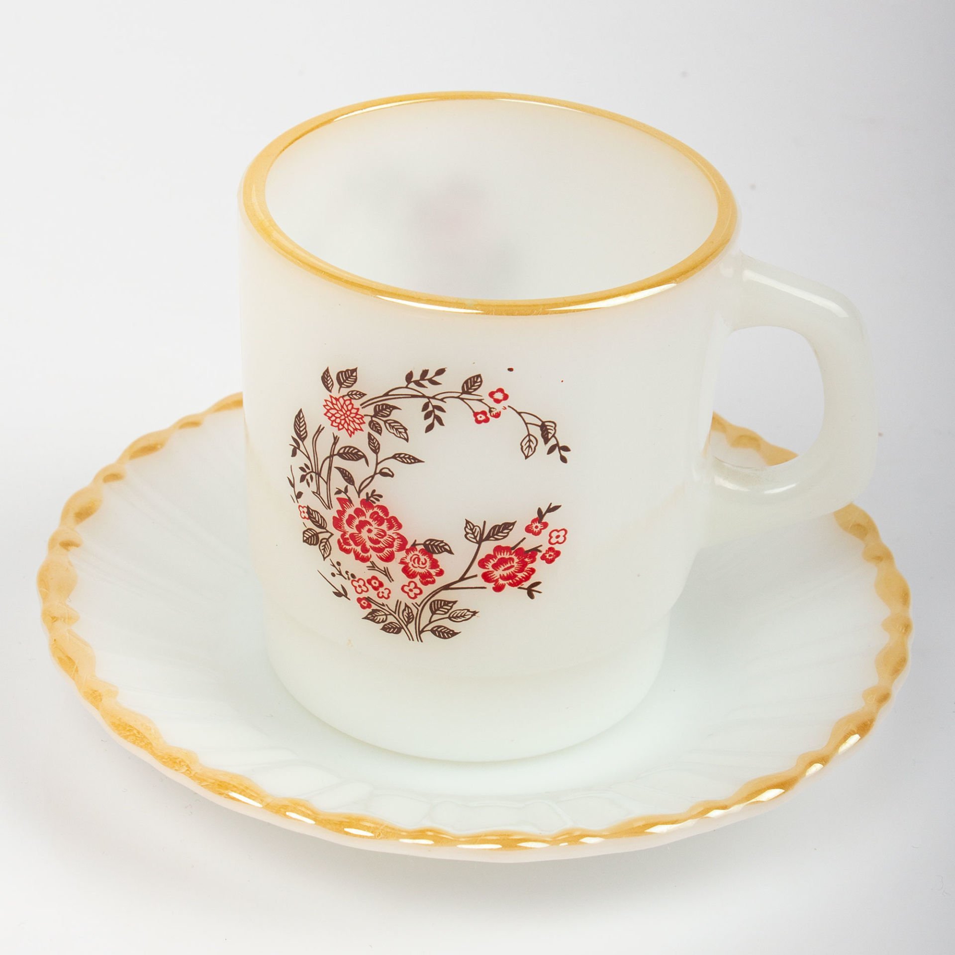 Crisa 6 Mug ve Tabakları Çiçekli Takım