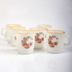 Crisa 6 Mug ve Tabakları Çiçekli Takım