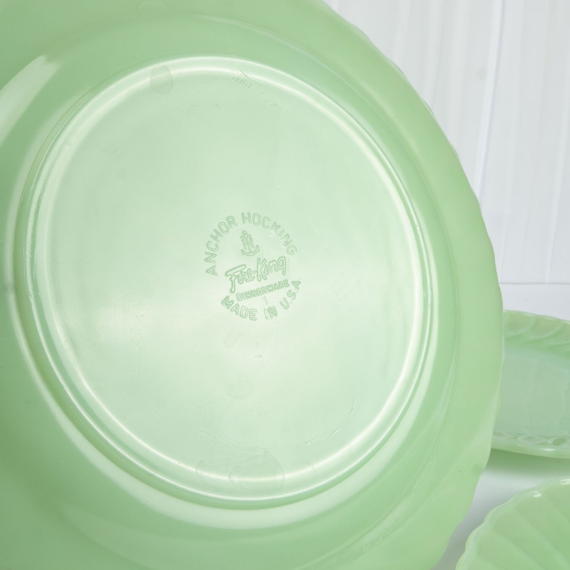 Anchor Hocking Swirl Jadeite Tabaklar