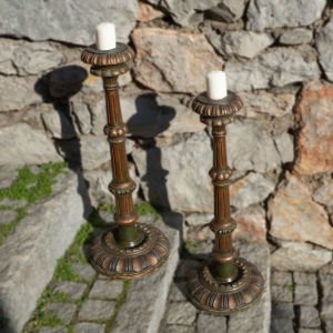 Çift Ahşap Dev Şamdan