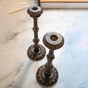 Çift Ahşap Dev Şamdan