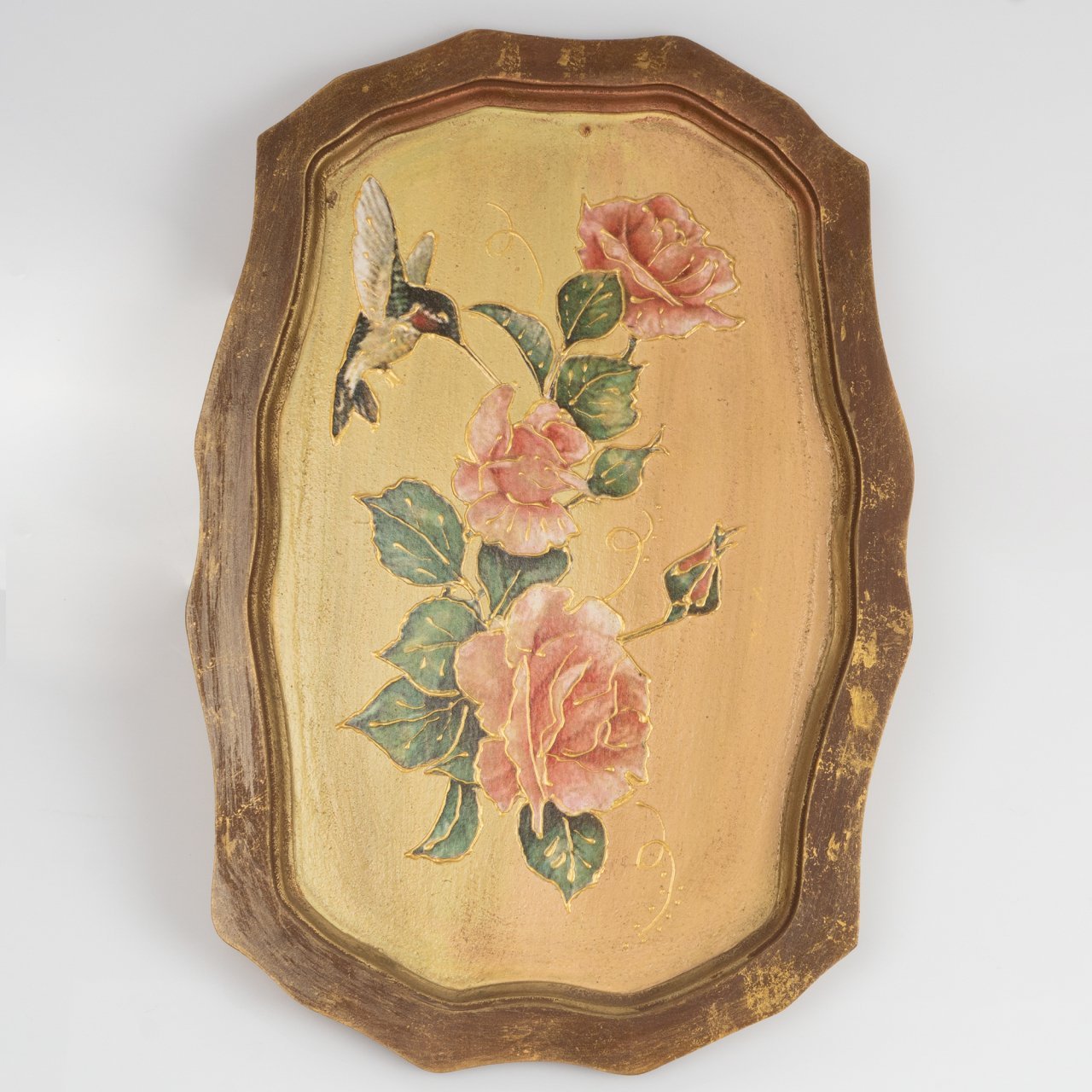 Güllü Ahşap Tepsi