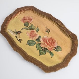 Güllü Ahşap Tepsi