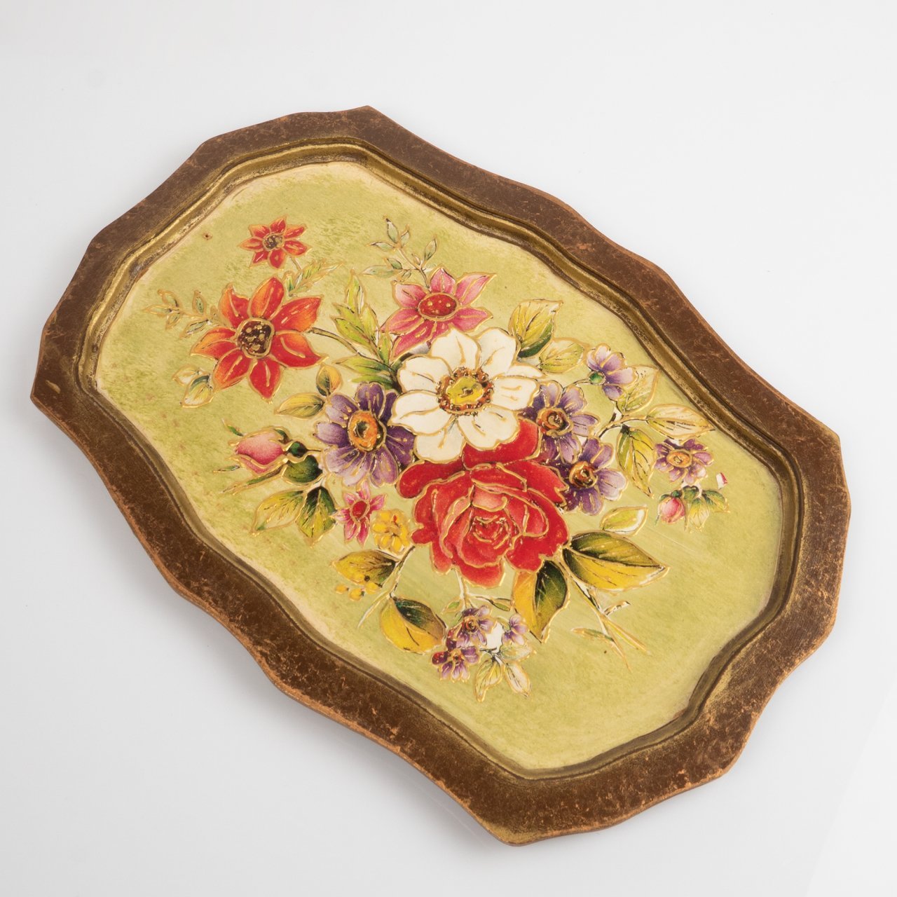 Çiçekli Ahşap Tepsi