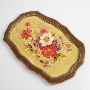 Çiçekli Ahşap Tepsi