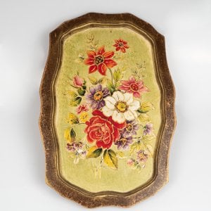 Çiçekli Ahşap Tepsi