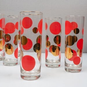 6 Adet Kırmızı Altın Desenli Bardak