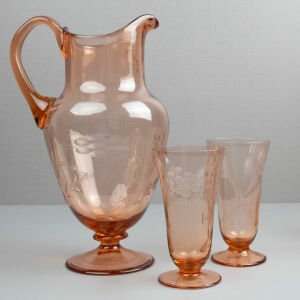 Pembe Kadehli Sürahi Seti