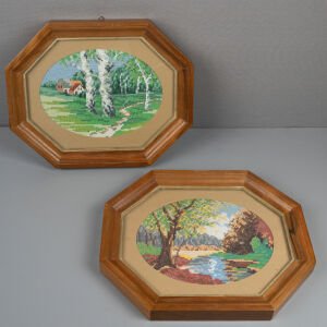 Petit Point Manzaralı Çift Pano