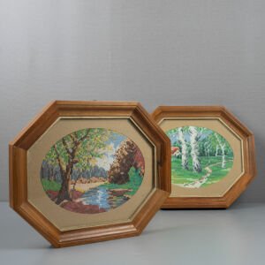Petit Point Manzaralı Çift Pano