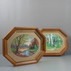 Petit Point Manzaralı Çift Pano