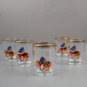 Şişe Cam Balık Desenli Shot Bardakları