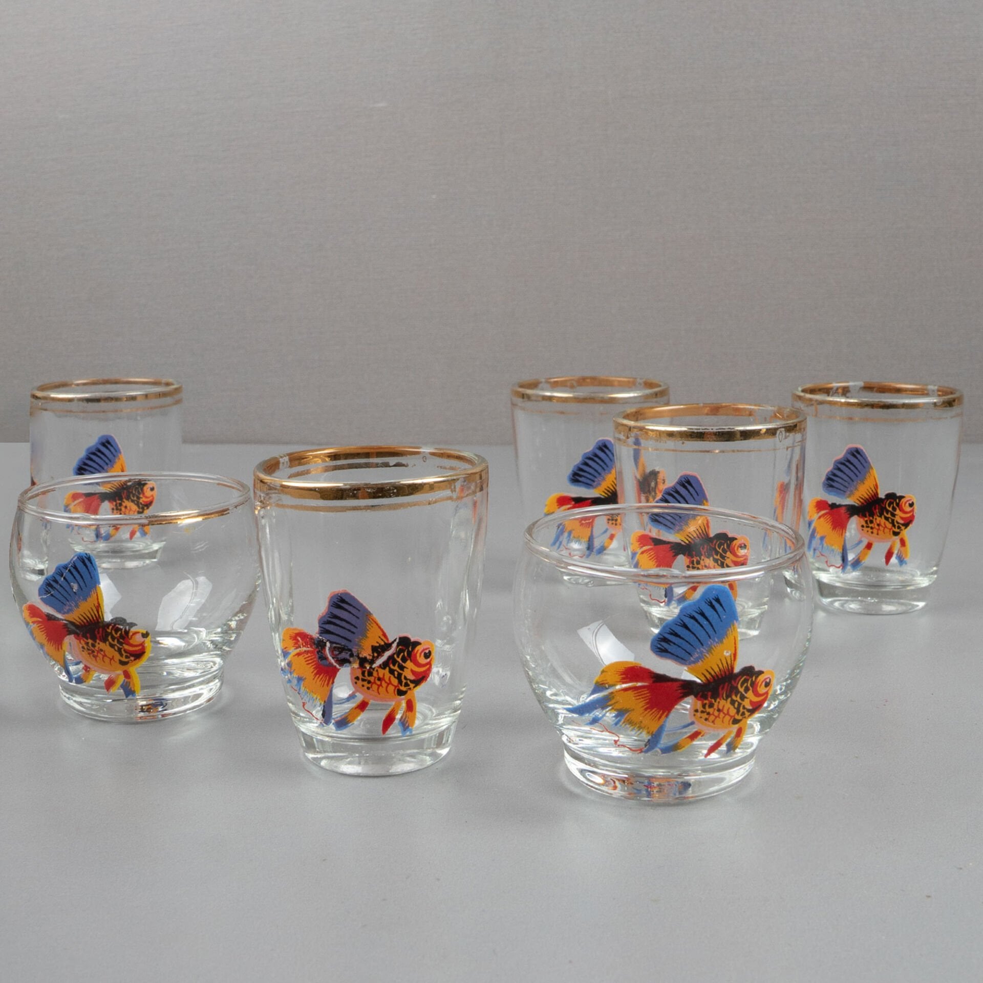 Şişe Cam Balık Desenli Shot Bardakları