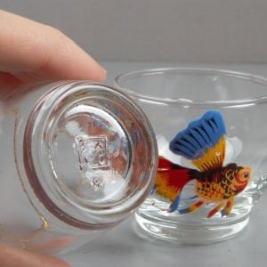 Şişe Cam Balık Desenli Shot Bardakları