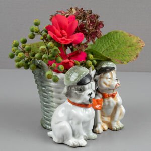 Çift Bulldog Çiçeklik-Kaşıklık