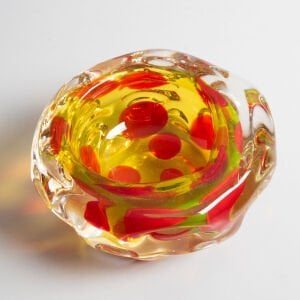 Sarı Kırmızı Benekli Murano Küllük