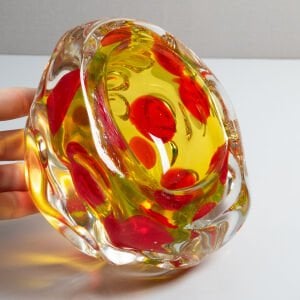 Sarı Kırmızı Benekli Murano Küllük