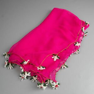 Pembe Şifon Boncuklu Yazma