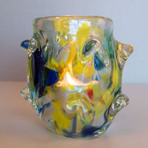 Çok Renkli Gamzeli Murano Vazo-Mumluk