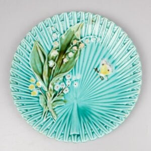 Bambu Desenli Turkuaz Majolica Tabak