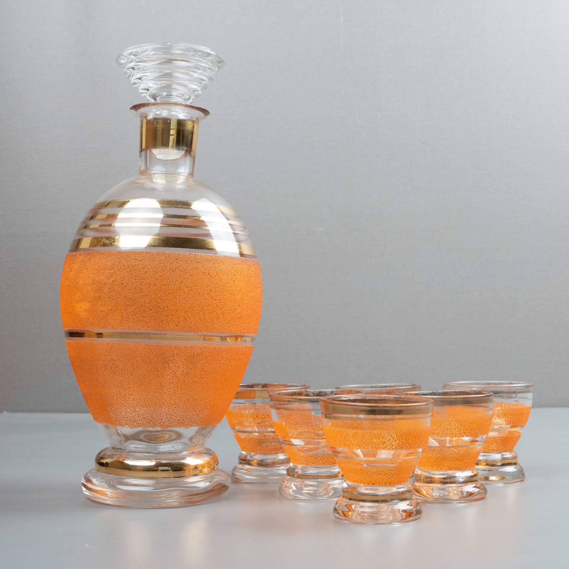 Turuncu Toz Şeker Dokulu Likör Seti