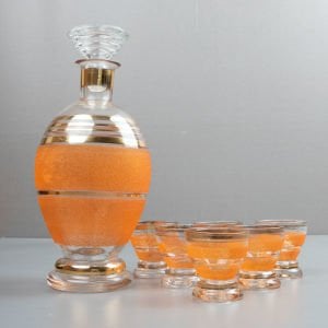 Turuncu Toz Şeker Dokulu Likör Seti