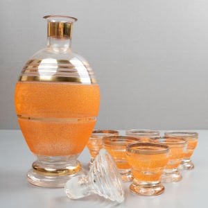 Turuncu Toz Şeker Dokulu Likör Seti