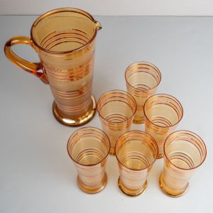 Amber Renkli Sürahi ve Bardak Seti