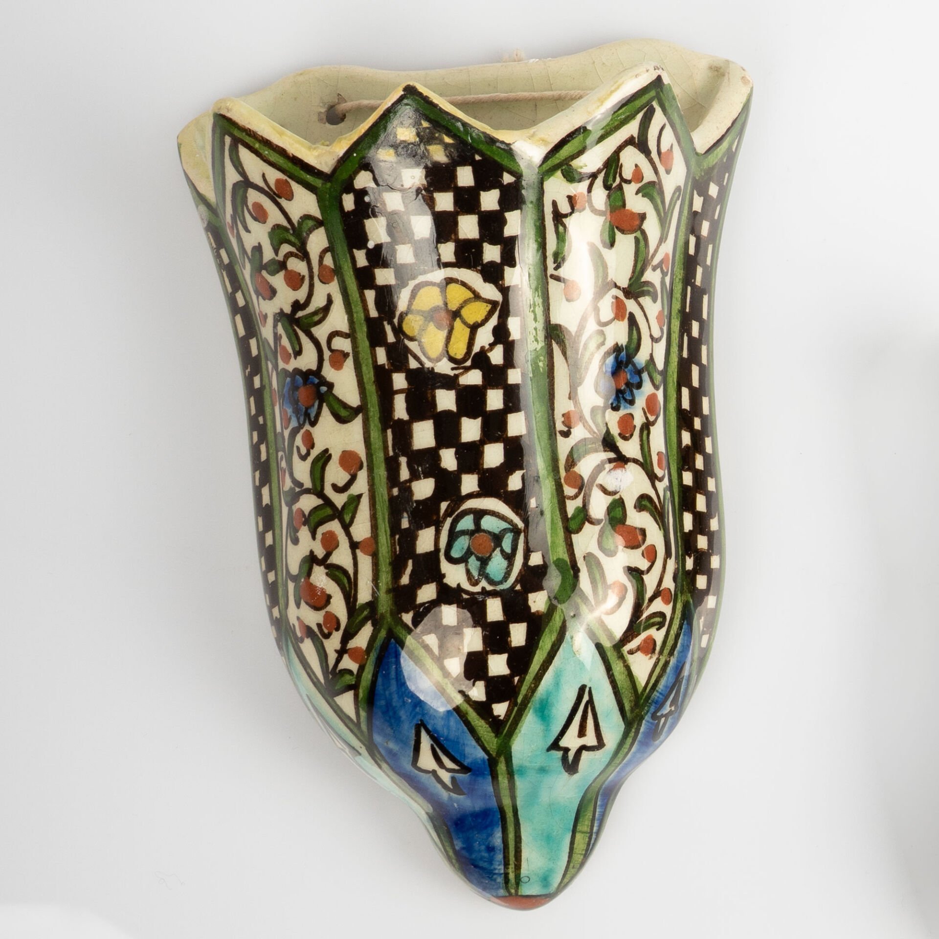 Lale Formlu Damalı Büyük Duvar Vazosu