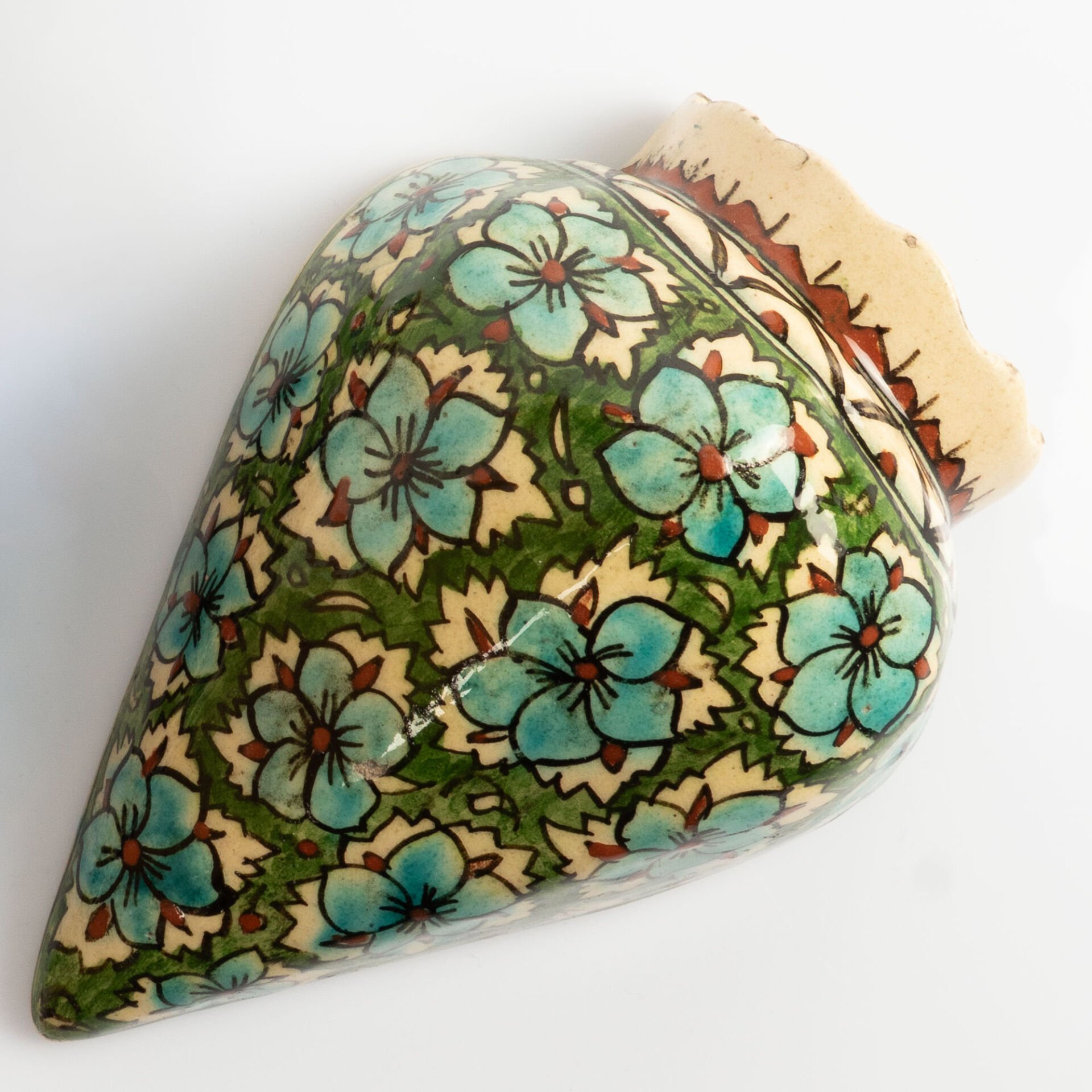 Turkuaz Menekşeli Kütahya Duvar Vazosu